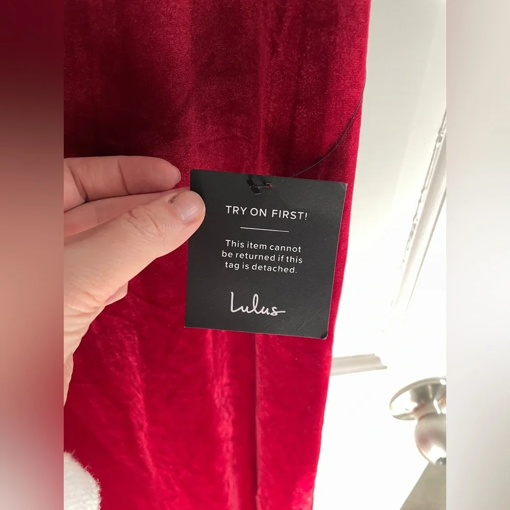 NWT Lulus Feeling Flawless Wine Red Velvet V-Neck Maxi Dress - Picture 7 of 7